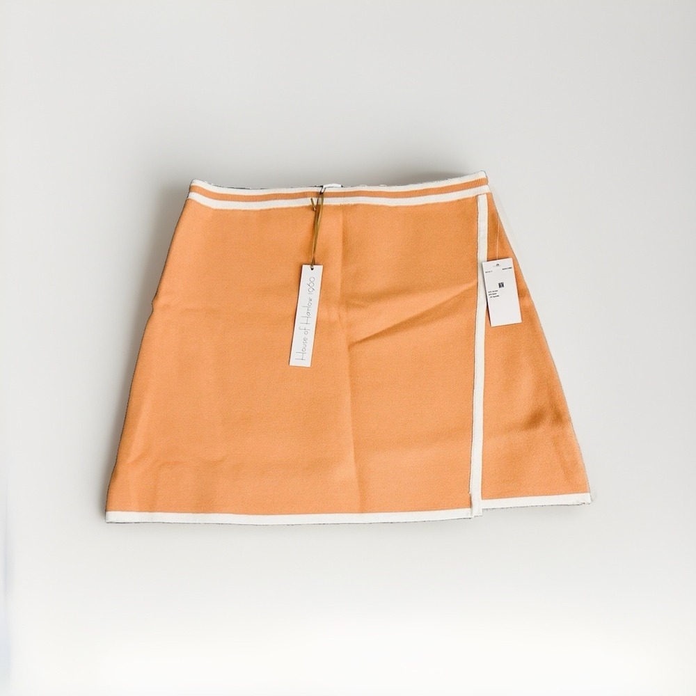 NWT House of Harlow Mini Skirt SzM Papaya Preppy Pickleball Retro Tenniscore